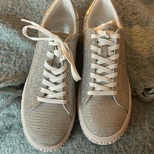 Brand new Michael kors lace up silver sneakers